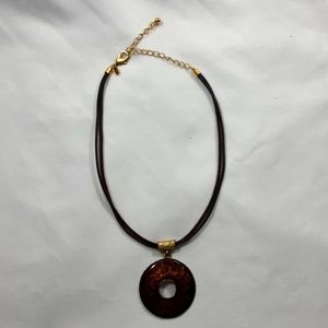 Chico's Tribal Pendant Brown & Gold Tones